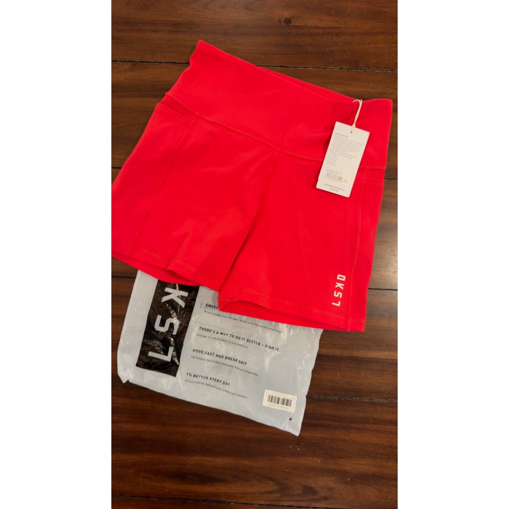 LSKD Flux X-Short Legging Scarlet Red Ultra High-Rise 4 Inch Shorts XL NEW NWT - Picture 13 of 16